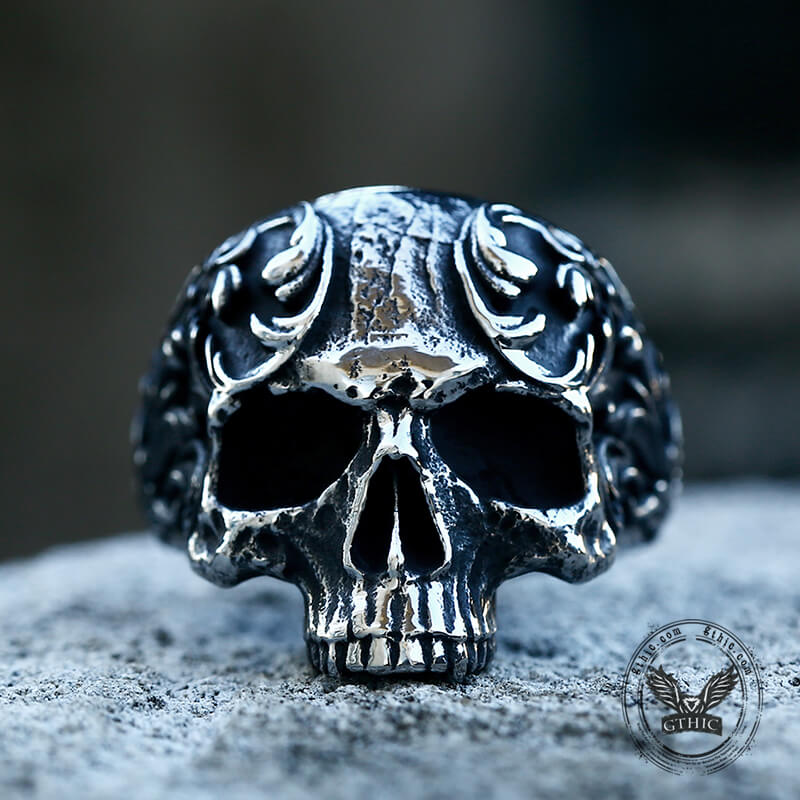 Pattern Stainless Steel Skull Ring