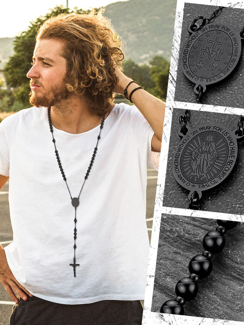 Catholic Virgin Mary Rosary Beads Necklace for