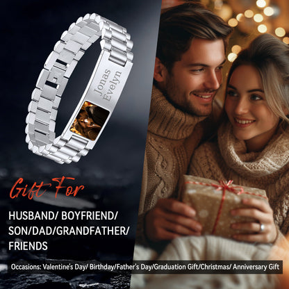 Customized Bar Watch Strap Chain Bracelet With Picture for