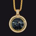 Custom Gold Zirconia Spinner Picture Necklace Pendant for