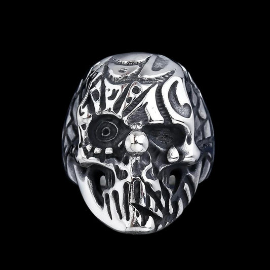 A Pierrots Webbed Skull Clown Ring