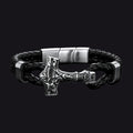 Viking Thor's Hammer Mjolnir Braided Leather Bracelet Gift for