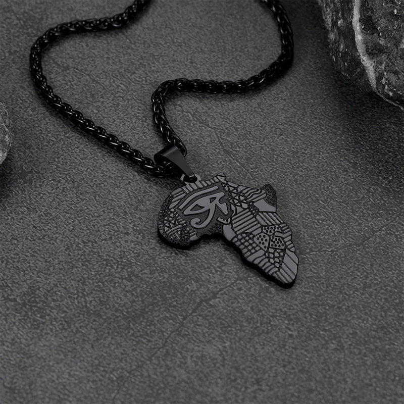 African Map Eye of Horus Necklace for