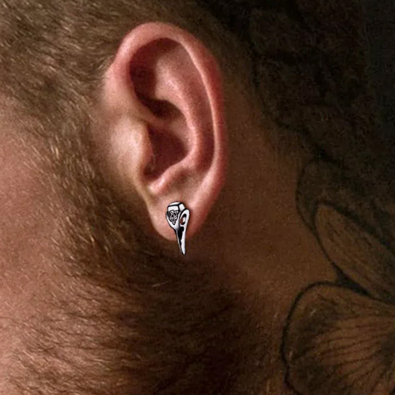 Viking Raven Skull Earrings Studs With Celtic Knot for