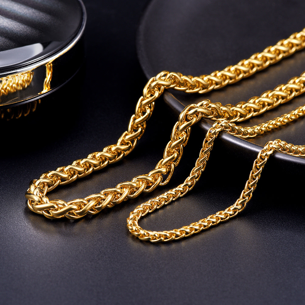 Spiga Wheat Chain Stainless Steel Link Necklace for