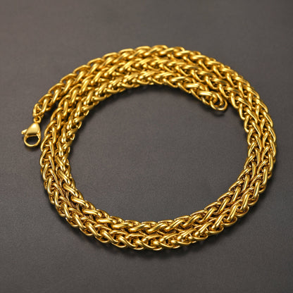 Spiga Wheat Chain Stainless Steel Link Necklace for