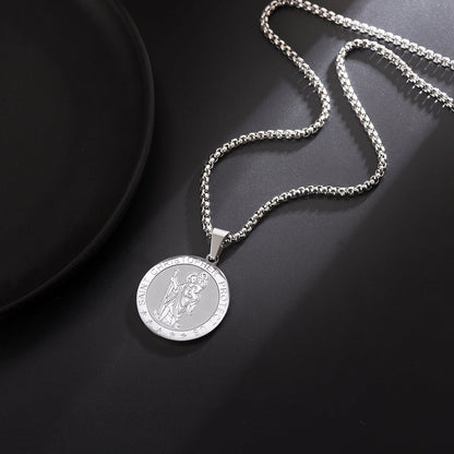 Round St. Christopher Medallion Necklace for