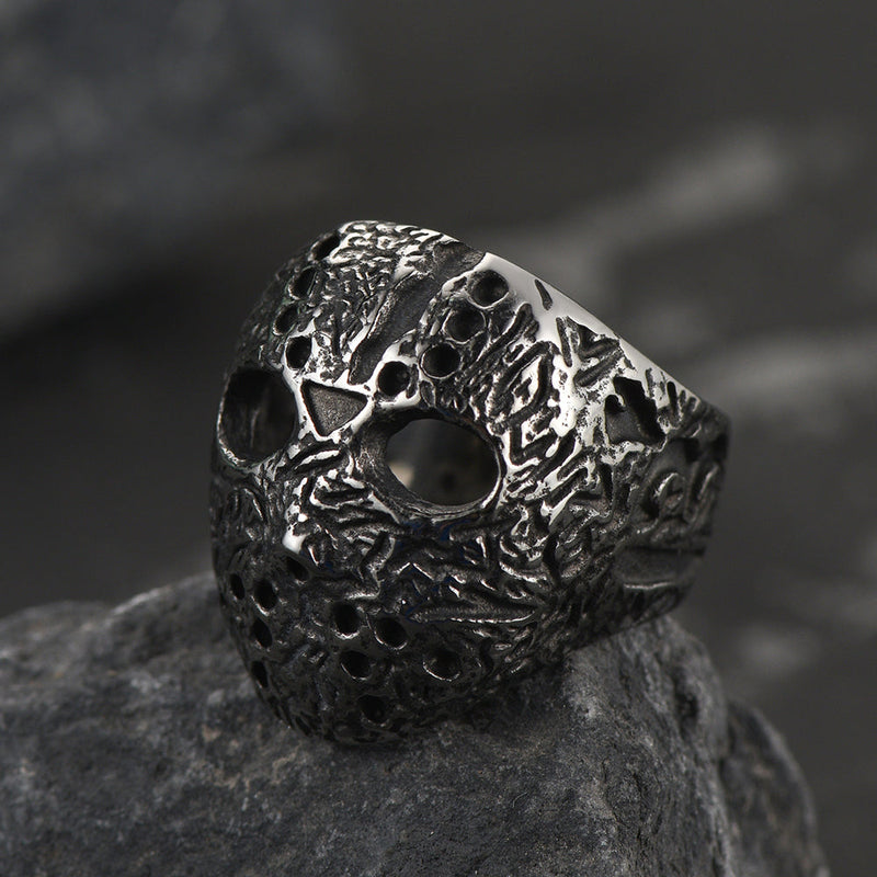 Gothic Jason Voorhees Mask Ring for
