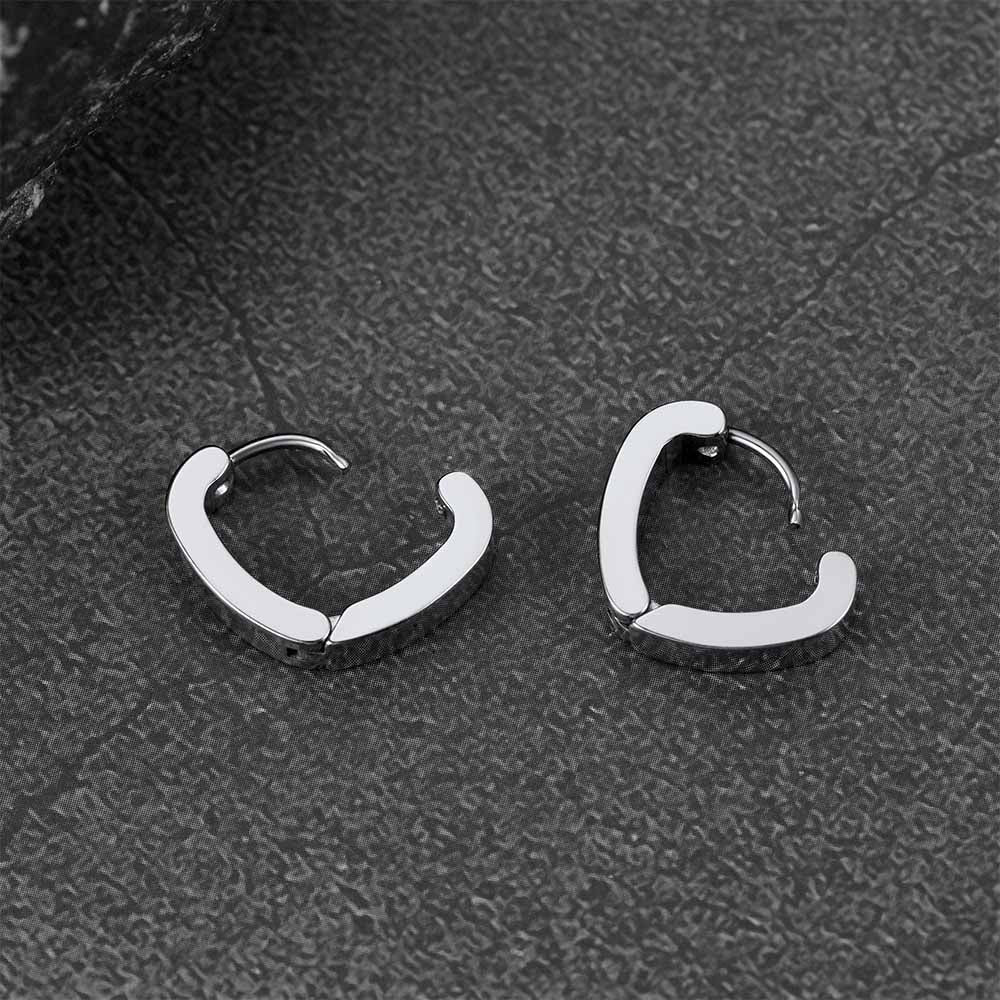 Flash Small Heart Piercing Huggie Hoop Earrings Set for 4 Pairs