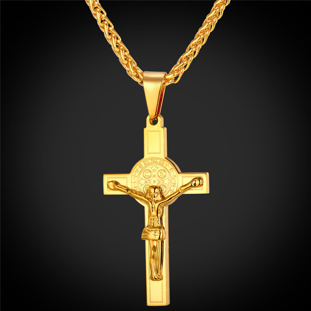 Catholic Saint Benedict Crucifix Cross Necklace for