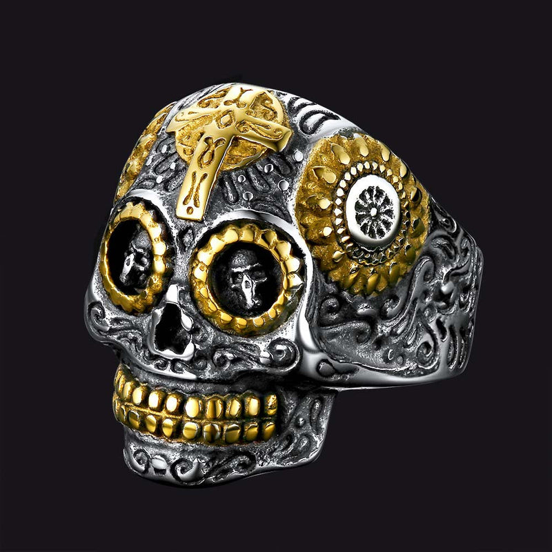 Gothic Punk Sugar Skull Ring for