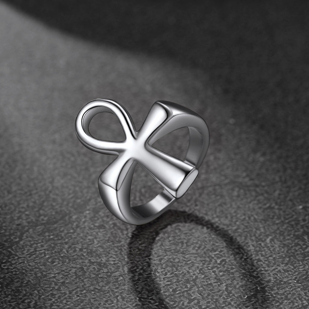 Egyptian Coptic Ankh Cross Stainless Steel Ring for