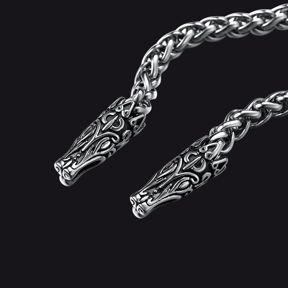 Celtic Knot Cross Necklace With Wolf Rope Chain for