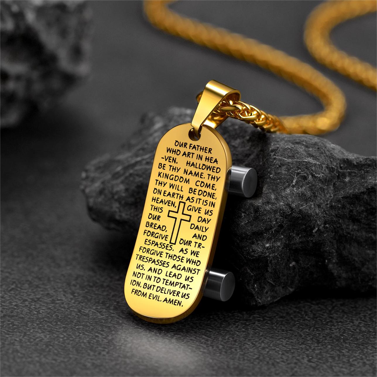 Christian Lord's Prayer Skateboard Necklace Pendant for