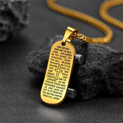 Christian Lord's Prayer Skateboard Necklace Pendant for