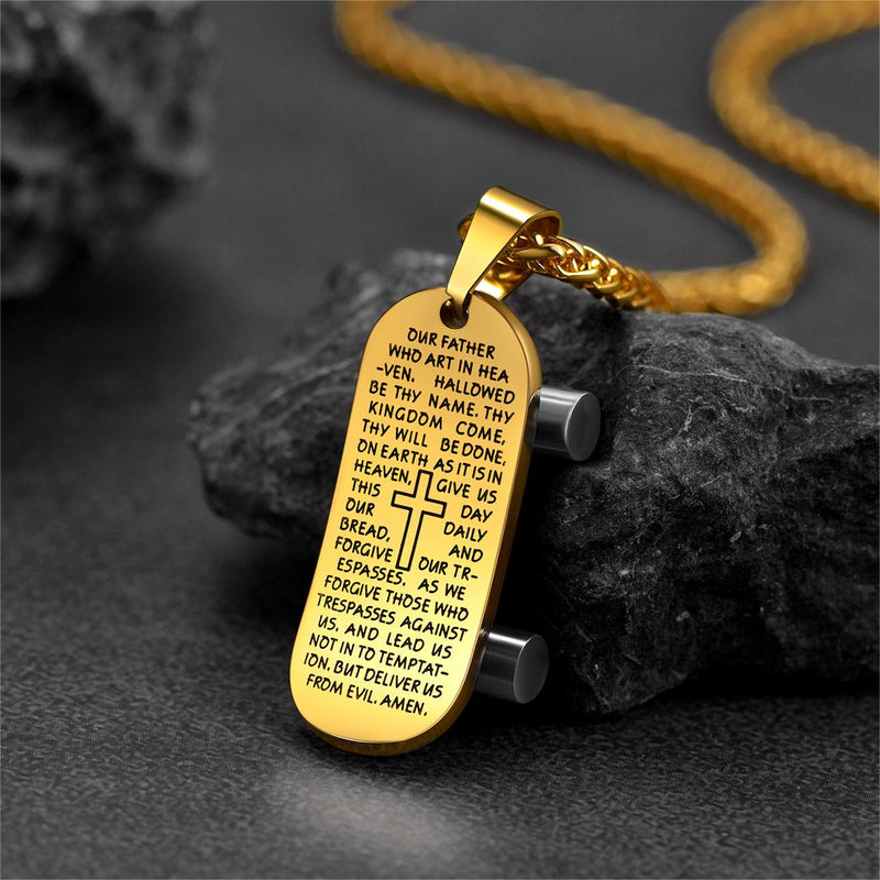 Christian Lord's Prayer Skateboard Necklace Pendant for