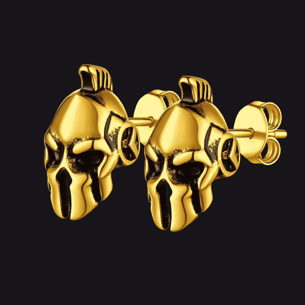 Ancient Greek Spartan Helmet Stud Earrings for