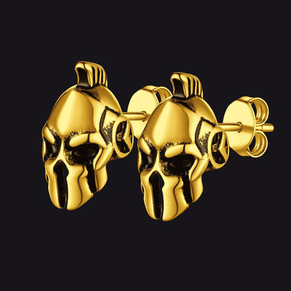 Ancient Greek Spartan Helmet Stud Earrings for