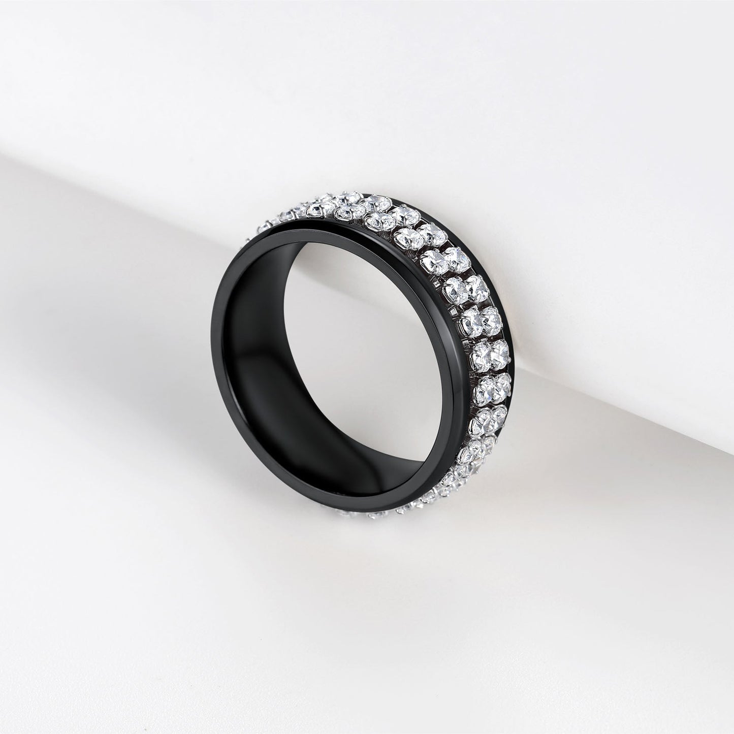 Cz Diamond Fidget Anxiety Band Ring for