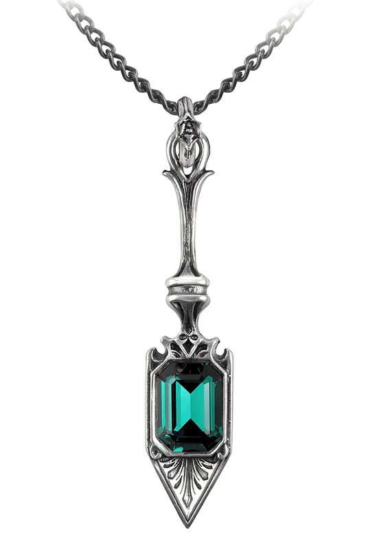 Absinthe Spoon Pendant With Emerald Green Crystal