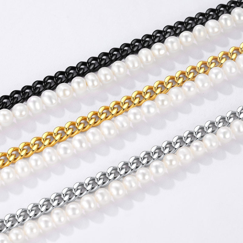 Freshwater Pearl & Cuban Link Chain Necklace for