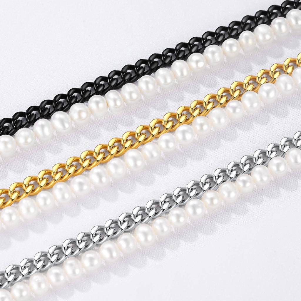 Freshwater Pearl & Cuban Link Chain Necklace for