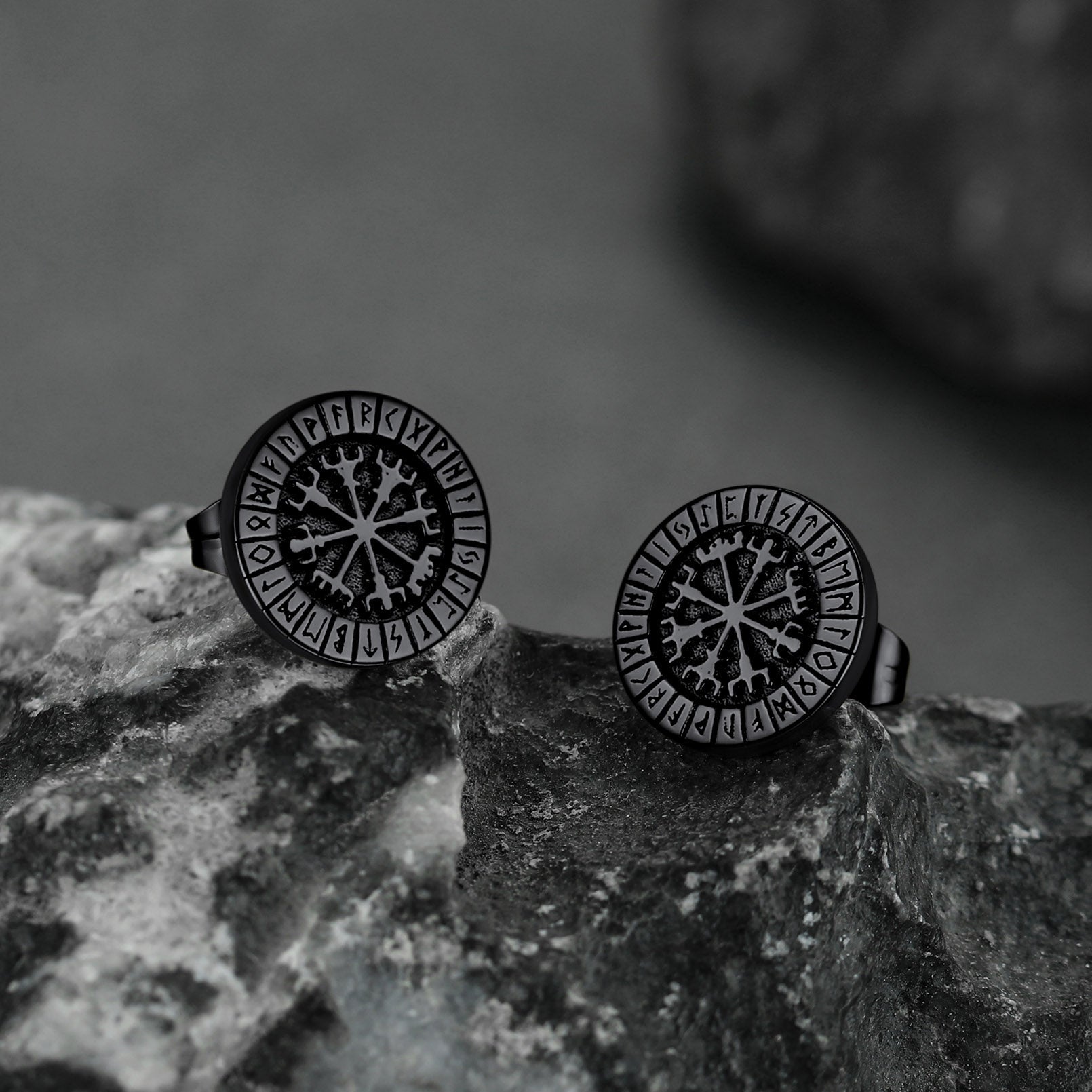 Norse Viking Compass Vegvisir Stud Earrings for
