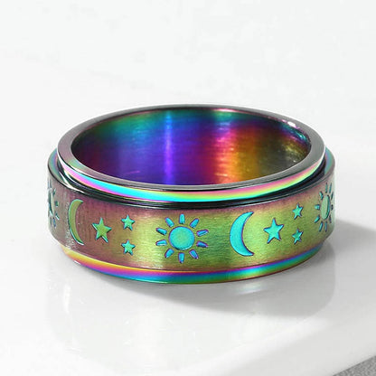 Faithheart Moon Star Sun Ring Fidget Ring for Anxiety