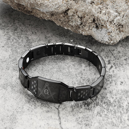 Ag Fiber Germanium Stone Stainless Steel Bracelet