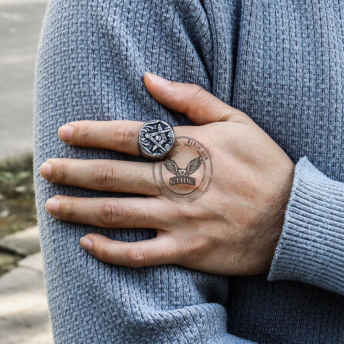 Ag Skull Stainless Steel Mason Ring