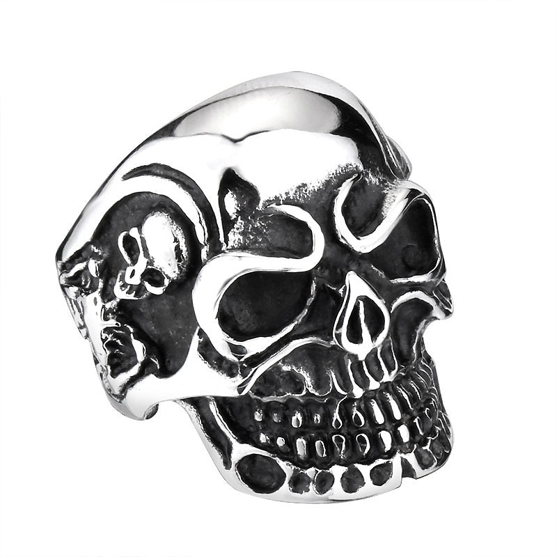 Alternative Big Tripple Skull Ring / Rock Style Stainless Steel Biker Jewelry