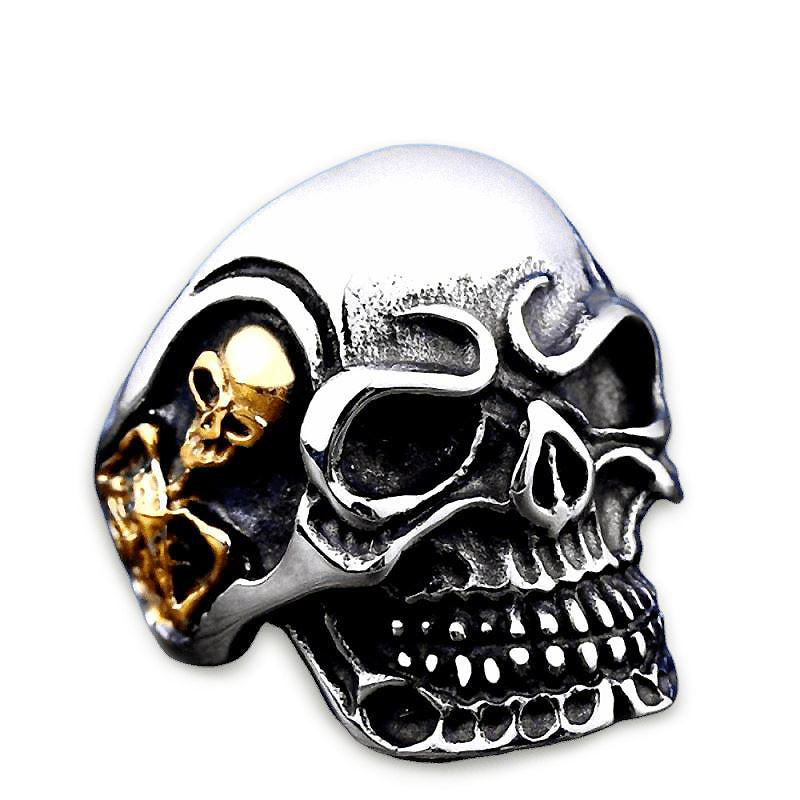 Alternative Big Tripple Skull Ring / Rock Style Stainless Steel Biker Jewelry