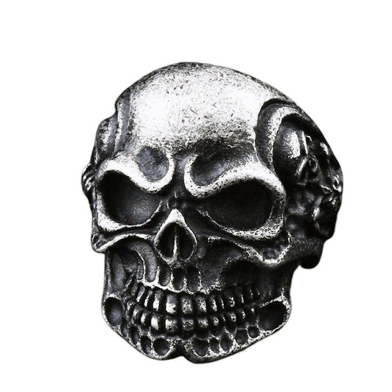 Alternative Big Tripple Skull Ring / Rock Style Stainless Steel Biker Jewelry