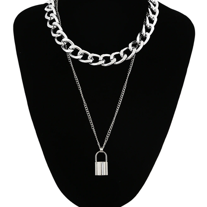 Alternative Style Padlock Pendant / Punk Necklace Chain Lock