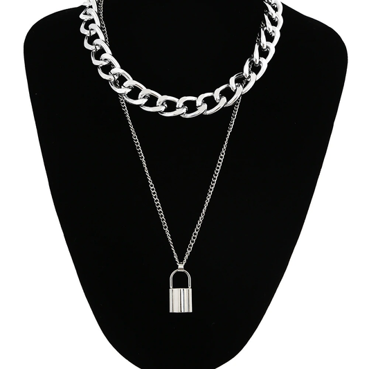 Alternative Style Padlock Pendant / Punk Necklace Chain Lock