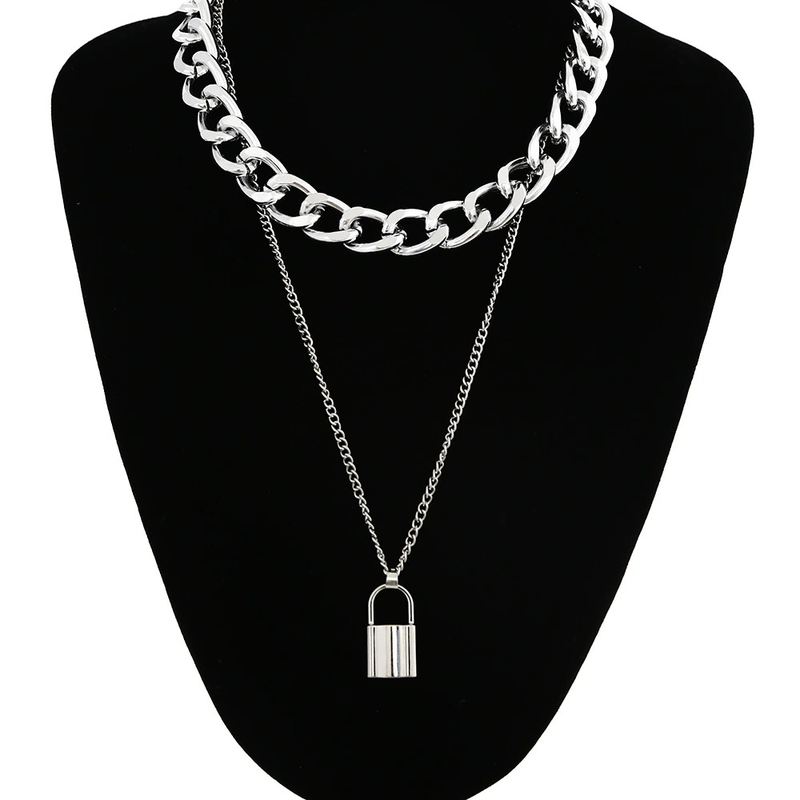 Alternative Style Padlock Pendant / Punk Necklace Chain Lock