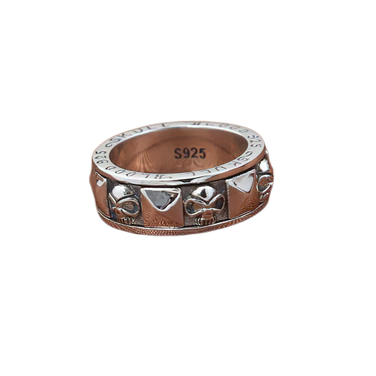 Alternative Stylish 925 Sterling Silver Ring of Skull Rotate / Gothic Jewelry