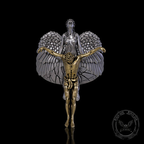 Angel Saves Jesus Sterling Silver Ring