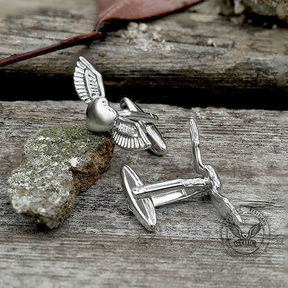 Angel Wings Brass Bullet Back Cufflinks
