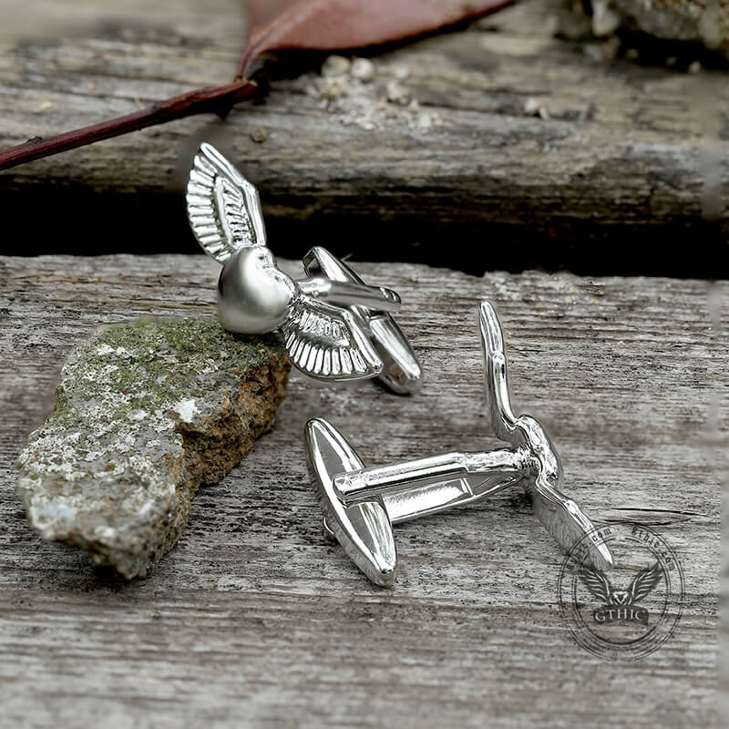 Angel Wings Brass Bullet Back Cufflinks