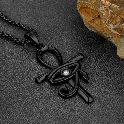 Egyptian Ankh Cross Necklace Pendant With Eye of Horus