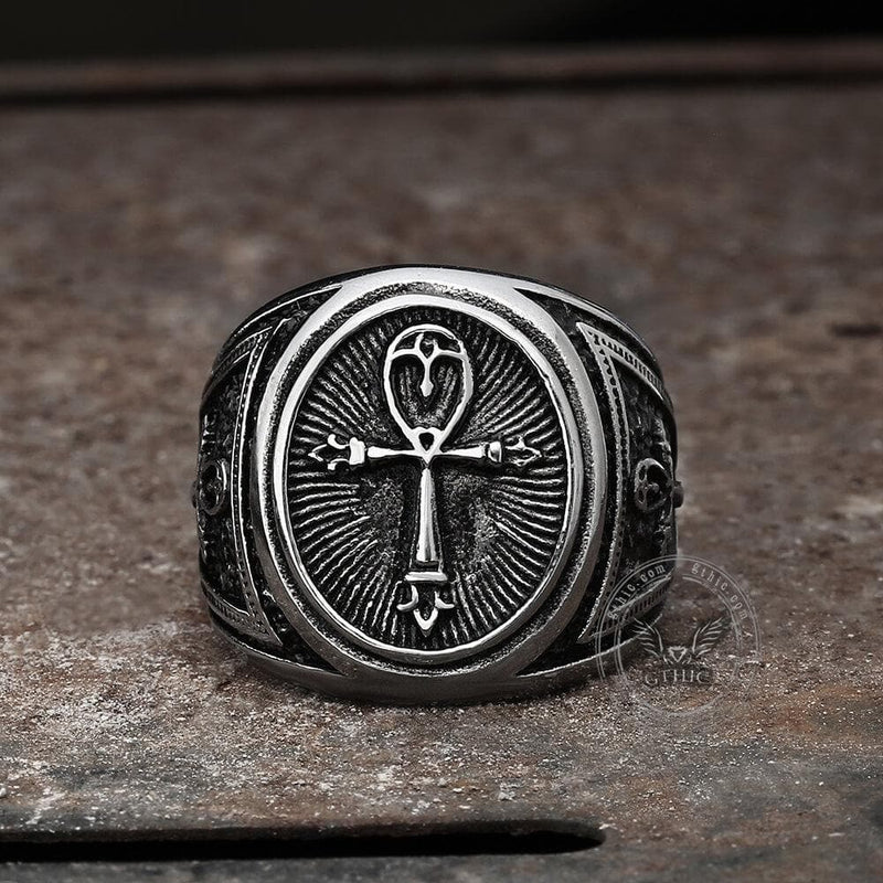 Ankh Key of Life Stainless Steel Egyptian Ring