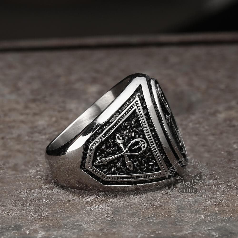 Ankh Key of Life Stainless Steel Egyptian Ring