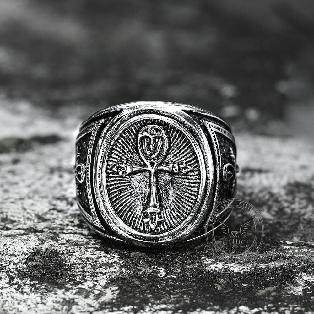 Ankh Key of Life Stainless Steel Egyptian Ring