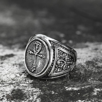 Ankh Key of Life Stainless Steel Egyptian Ring