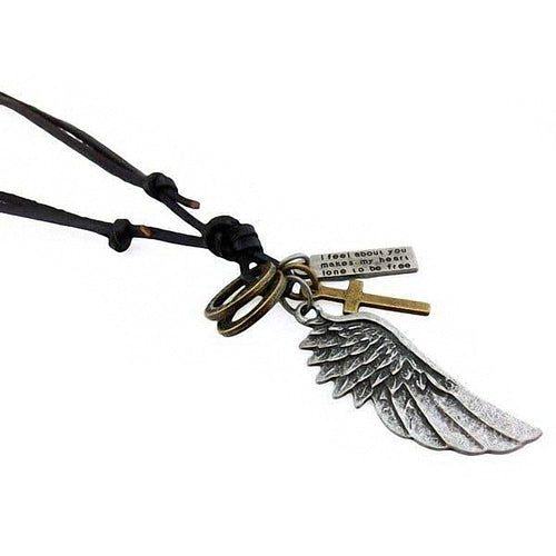 Antique Angel Wing Leather Necklace / Charms Pendants Jewelry