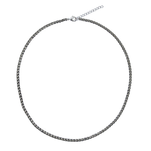 Antique Silver 3.2mm Thick Ponytail/foxtail/wheat Weave Necklace Chain With Extender