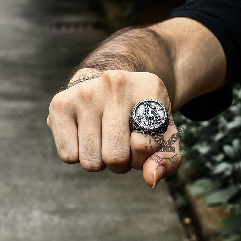 Archangel Saint Michael Stainless Steel ’s Ring Handcrafted