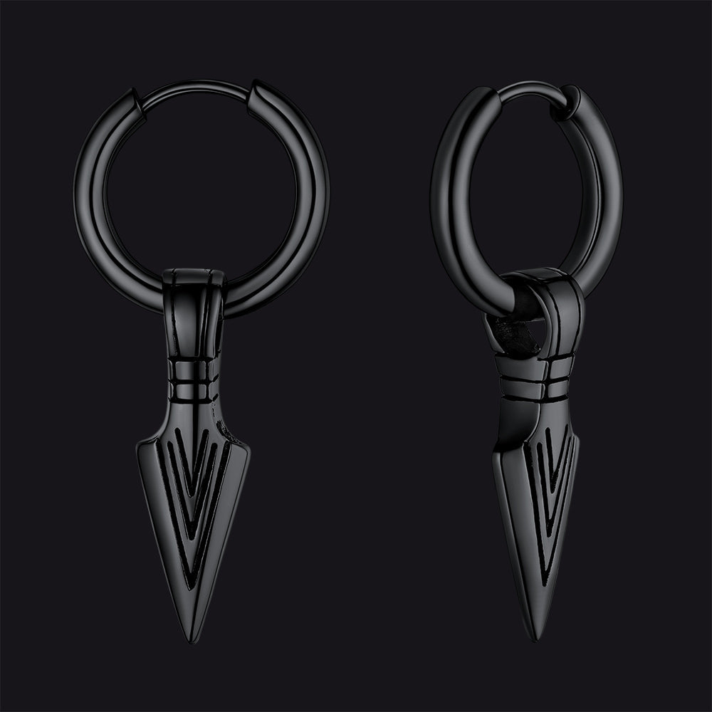 Viking Earrings for – Arrowhead Spear Gungnir Drop Hoop Earrings