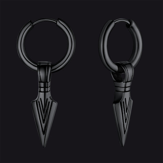 Viking Earrings for – Arrowhead Spear Gungnir Drop Hoop Earrings